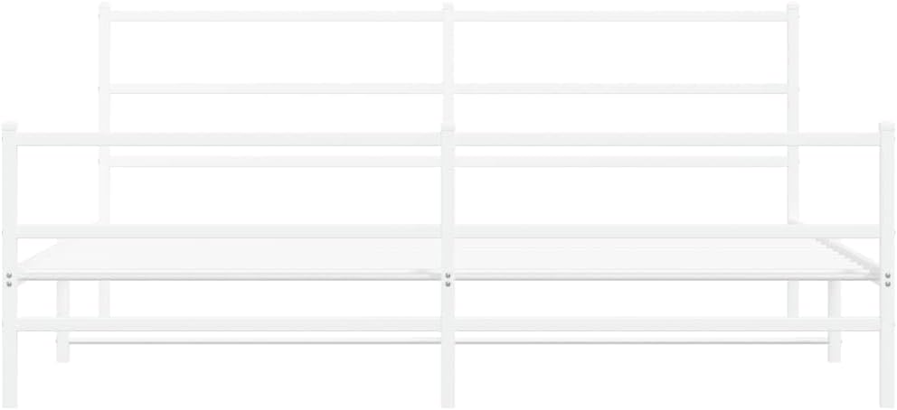 vidaXL Bed Frame White Steel Full Bed Frame Rectangular Modern