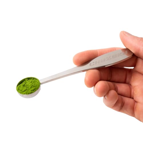 Chazoku Matcha Measuring Spoon, Stainless Steel Scoop, 1.5g (1/2 tsp) per Level Spoonful,