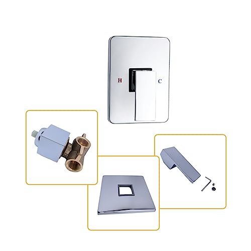 Ensemble de douche à main carrée encastré mitigeur chromé - 4