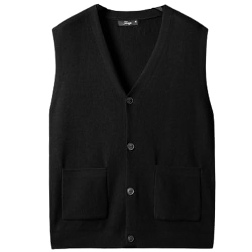 Men's Sweater Vest V-Neck Sleeveless Cardigan Loose Button up Knitted Fall Winter Heavy Knitwear with Pockets S~5XL