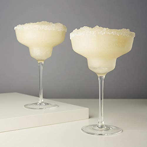 Viski Raye Angled Stemmed Margarita Glasses Set Of 2 - Premium Crystal Clear Margarita Cocktail Glasses Drink Gift Set - 12Oz #TOP5
