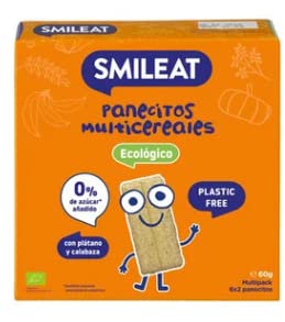 'Panecillo multicereales con plátano y calabaza, ecológicos SMILEAT 60 g.'