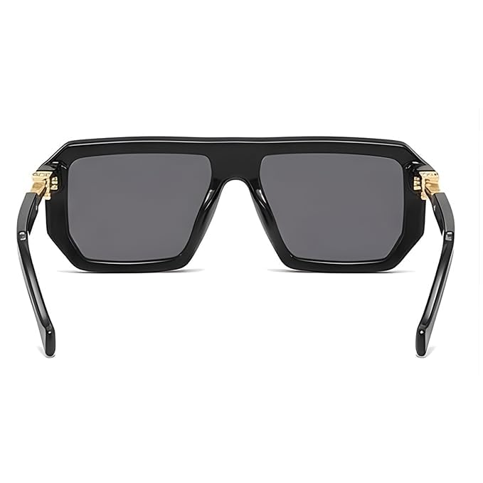 Image of Black Jones Men's Oversized Square Sunglasses| Bold Frame Design | Metal Temple Accents | Stylish Luxury Eyewear | UV Protection