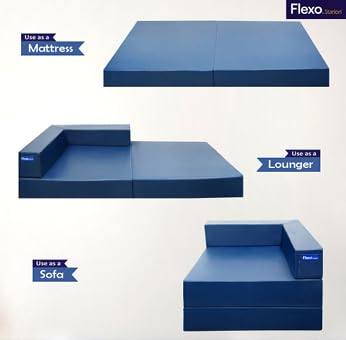Image of Starlon Foldable Vegan Leather Sofa Cum Bed for Outdoor /Indoor | One Seater Sofa for Corner Placement | Portable & Space-Saving Design (Navy Blue)