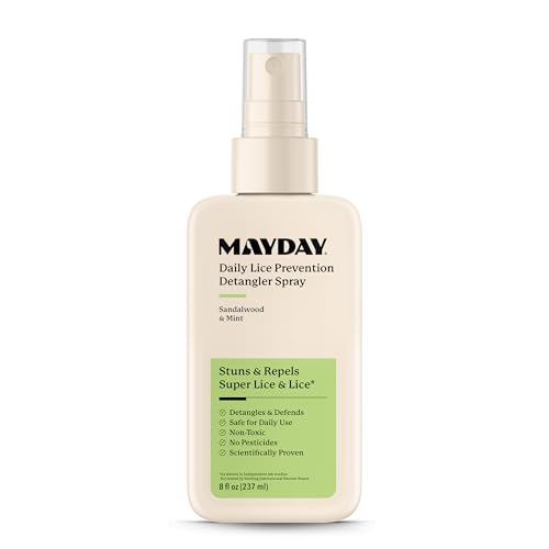 Image of MAYDAY Daily Lice Prevention Detangler Spray 8oz, Sandalwood & Mint | Leave-In, Hair & Scalp Nourishment, Non-Toxic & Pesticide-Free, Scientifically Proven Lice & Super Lice Prevention