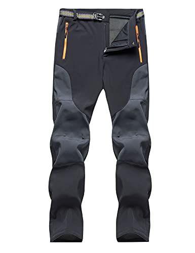 Echinodon Herren Softshellhose Wasserabweisend Gefüttert Hose Winter Herbst Outdoorhose Wanderhose Funktionshose Schwarz Asien XL Cover