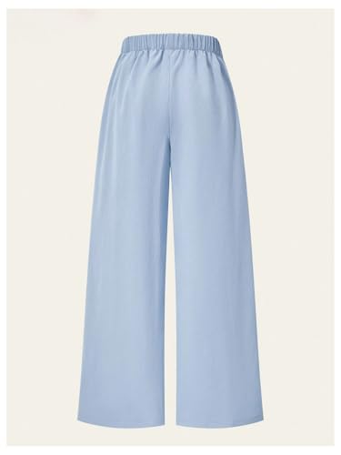 Verdusa Girl's Linen Pants Baggy Athletic Wide Leg Track Pants Workout Loose Long Trousers2