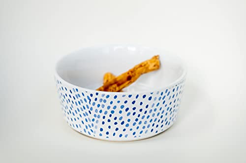 Waggo Shibori Print Ceramic Dog Bowl For Small And Large Breeds - Heavyweight And Durable Pet Food And Water Dish Crock, Dishwasher Safe, Modern (Dots, Medium) #TOP7