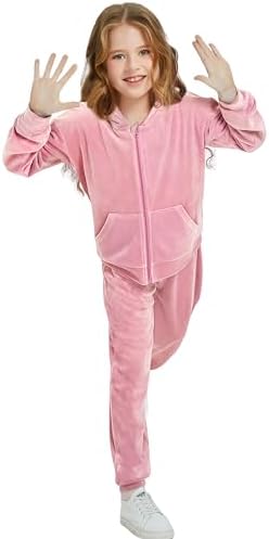 Woolicity Girls Sweatsuits Set Velour Tracksuit 2 Piece Outfits Zip Up Hoodies and Pants Sportswear Jogging Set 2 31OLfd9wo8L. AC