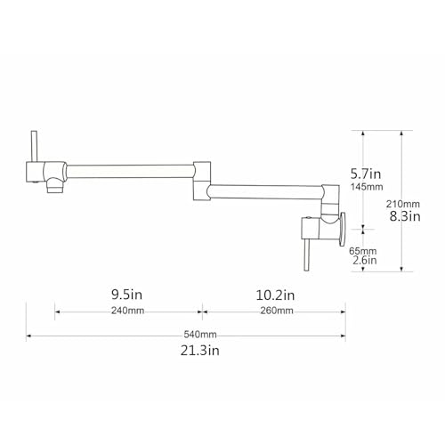 Image of Aquieen Wall Mounted Pot Filler Kitchen Faucet | Premium Brass Construction | Dual Valve Double Joint Swing Arm | 360 Rotating Folding Tap | Leak-Proof Ceramic Cartridge | Brushed Gold