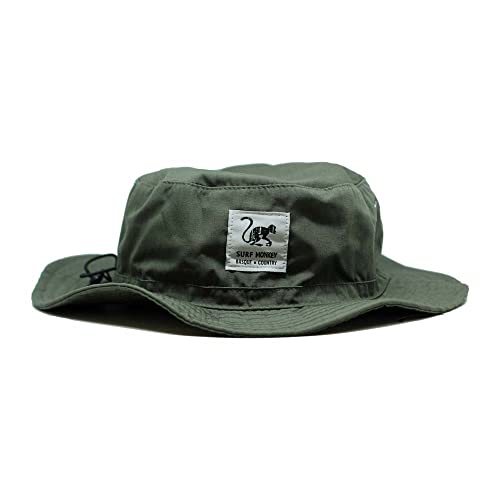 Surf Monkey® Sun Protection Hat - NO Cord - Flexible Visor - Men/Women - Boonie Hat (UPF 50+ Olive Green)