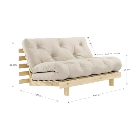 Karup Design Roots | 2 sitzer Futon Schlafsofa im skandinavischen Stil, Natur Holz Cover