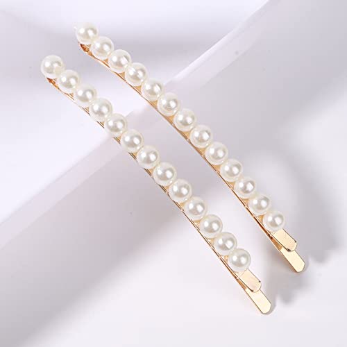 Iaceble Vintage Pearl Hairpins Clip Wedding Pearl Bobby Pin Tiny Pearl Hair Barrette Gold Pearl Side Clips Minimalist Pearl Hair Clips Decorative Hair Accessories For Women And Girl Headdress 2Pcs (Gold) #TOP1