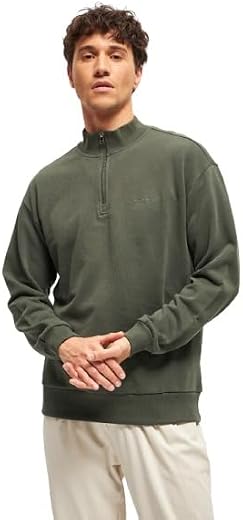 THE BEAR HOUSE Men's Cotton Solid Relax Fit High Neck Sweatshirt