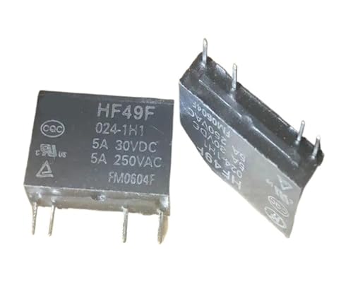Relé HF49F 024-1H1 de 4 pines y 24V para circuitos de control