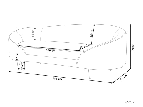 Beliani 3er Sofa Stoff braun gebogen oval mit schwarzen Metallbeinen Retro Savar – Bild 4