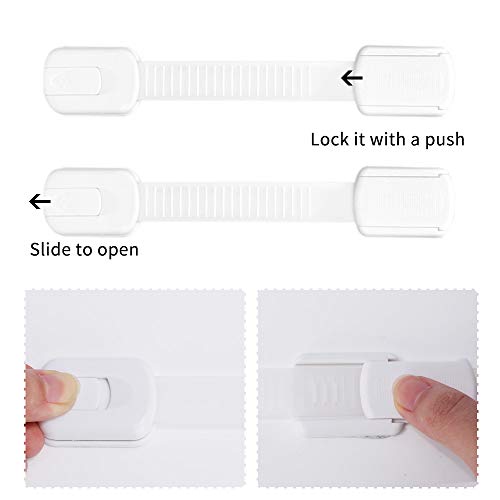 Haneye Child Safety Locks, 6 Pack Baby Safety Locks for Cabinets, Drawers, Fridges, Adjustable Strap Locks With Strong Adhesive Latch, No Tools or Drilling Needed - Thumbnail 2