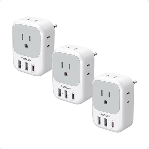 TESSAN European Travel Plug Adapter USB C 3 Pack,...