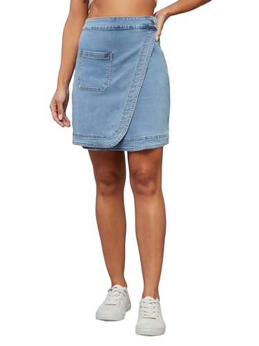Image of Dolce Crudo Women's Flared High-Rise Stretchable Denim Maxi Skirt