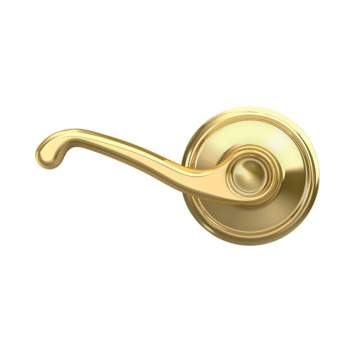 SCHLAGE Flair Hall/Closet Passage Door Handle, Reversible, Bright Brass - image 6