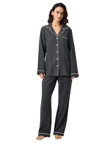 Image of BESTOUCH Womens Pajama Sets: 100% Cotton Muslin Linen Feel
