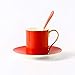 Cup Hotel Cafe Men And Women Tazza da caffè Piattino 200ml Nordic Bone China Phnom Penh Tazza da caffè Piatto Cucchiaino Pomeriggio Inglese Fiore tè Rosso Tazza da t Rosso 200ml