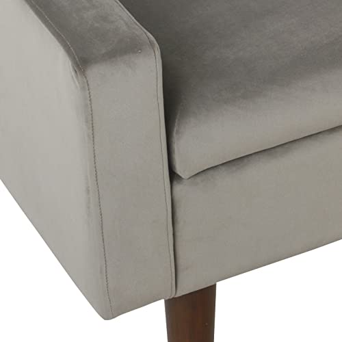 Image of HomePop Velvet 48 inch Storage Ottoman Bench - Gray