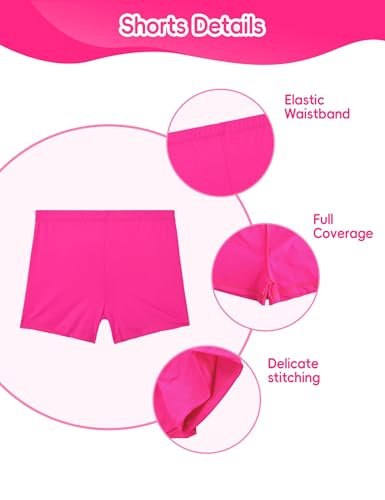 Image of Girl Swimsuits 2 Pieces Multicolor Short Sleeve Quick Dry Durable Rash Guard Set with Shorts