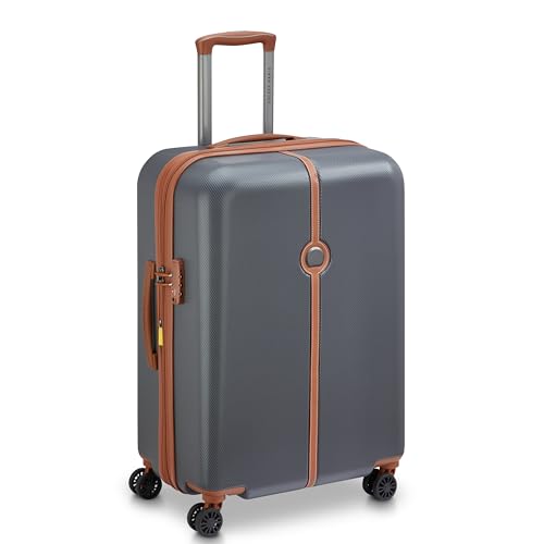 Image of DELSEY PARIS Lucette 66 cms Medium Check-in ABS /Polycarbonate Hard Sided 8 Wheels and Expandable Spinner Suitcase /Trolley Bag for Travel with TSA Lock- Anthracite