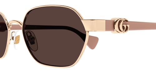 Gucci GG1593S 003 Gold-Pink/Violet Hexagonal Woman's Sunglasses, 56/18/1403