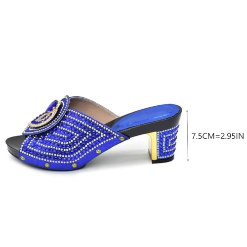 Women Italian Rhinestone Shoe and Bag Set Square Heel Slip-On Slingbacks Super High Heel Party Pumps3
