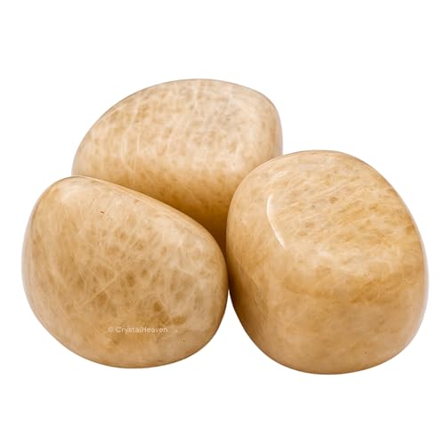 Image of Certified Cream Moonstone Crystal Healing Tumbled Stone, Natural Polished Crystals for DIY Crafts, Manifestation, Meditation, Pooja Feng Shui and Reiki Healing (30 Grams)