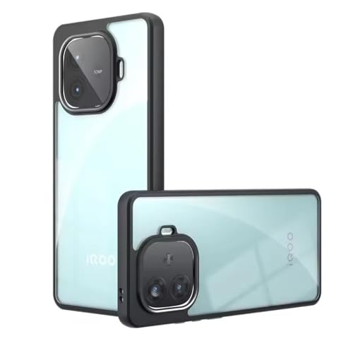 Image of REALCASE Back Cover Case for iQOO Neo 10R 5G | Slim Fit Hard PC Back & Soft TPU Bumper | Protective Shockproof Case for iQOO Neo 10R 5G (Black+Clear)