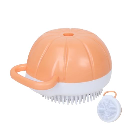 Gosgjmep Dog Bath Scrubber - Soft Pumpkin Tool with Soap Dispenser - Dog Wash Brush - For Home Outdoor Travel Shower Summer Bath Wash Hair Care