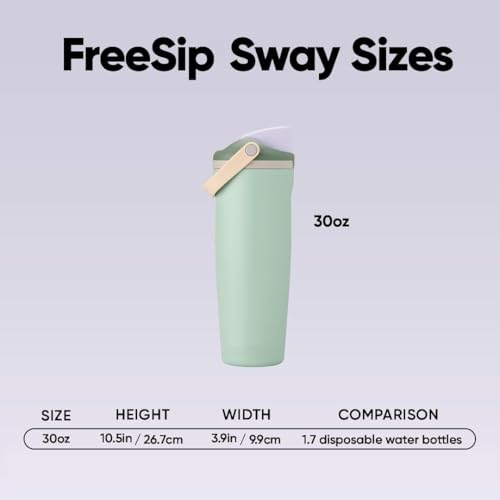 Image of FreeSip Gym Water Bottle 30oz with Built-in Straw & Chug Spout, Leak Proof Lock Lid, Carry Handle Travel Bottle for Fitness Workout Training Sports and Car Cup Holder(900 ML)