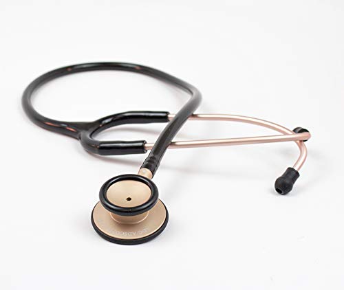ADC - 619CHM Adscope Lite 619 Ultra Lightweight Clinician Stethoscope with Tunable AFD Technology, Champagne Finish with Black Tubing