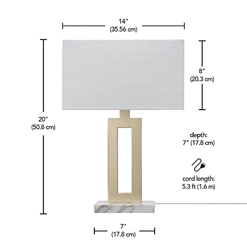 Globe Electric 12274 D'alessio 20" Table Lamp, Gold, White Linen Shade, Faux Marble Base, On/Off Socket Rotary Switch, Title 20 Led Bulb Included #TOP3