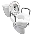 Carex E-Z Lock Raised Toilet Seat with Handles - 4.5 Inch Toilet Seat Riser with Arms, Toilet Riser Fits Most Toilets, Elongated or Round, Toilet Seat Lifter, White