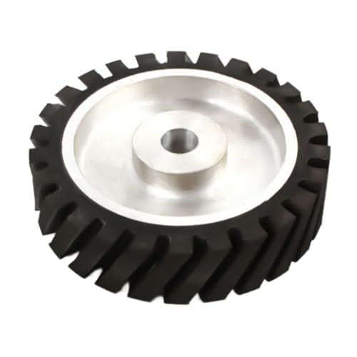 Rodillo de contacto para lijadora de banda Ø200 x 50 mm, aluminio y caucho natural con diseño de ranuras, para lijado/pulido/desbarbado, para metal y no metal, duradero y de baja vibración