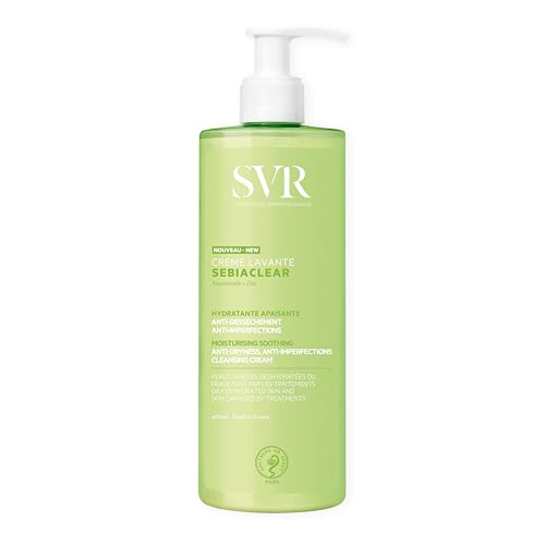 SVR SEBIACLEAR Soothing Cleansing Face Cream for Oily, Acne-Prone Skin Sensitized by Drying Acne Treatments, 400ml