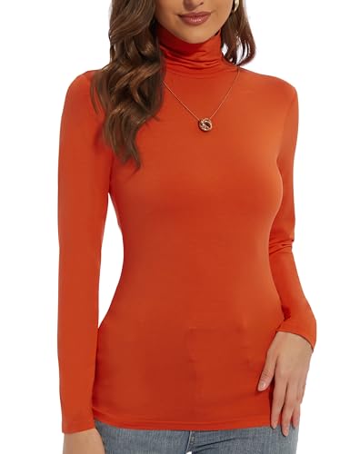 Image of Women's Turtleneck Long Sleeve Shirts Slim Fitted Lightweight Base Layer Casual Tops