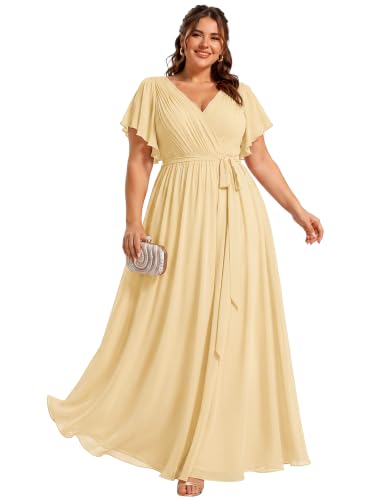 Image of Ever-Pretty Plus Women's Chiffon Maxi Plus Size Formal Bridesmaid Dresses