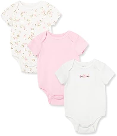 Little Me Baby-Girls Newborn Rose 3 Pack Bodysuit, Pink Floral, 6 Months