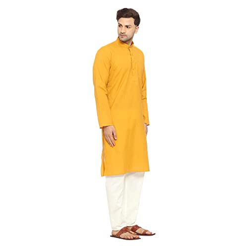 Image of ITOS365 Men Cotton Blend Kurta Pyjama Set Party Fashion Regular Ethinic Wear Indian Dress Gift for Men