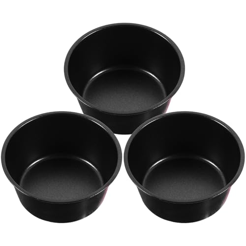 FUNNETOYU 3 piezas Moldes Redondos para Pudding y Muffins de Acero al Carbono Antiadherente Moldes para Hornear Tartas y Cheesecakes para Repostería Casera