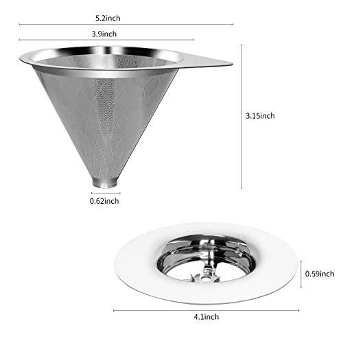 Lhs Pour Over Coffee Dripper Reusable Coffee Filter Paperless Coffee Filter Stainless Steel Pour Over Coffee Maker Cone Coffee Dripper For 1-2 Cup,Argyle Pattern #TOP2
