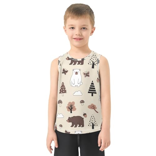 J JOYSAY Forest Bear Butterfly Boys Tank Top Sleeveless Muscle Shirts Quick Dry Workout Sport Active Kids T-Shirts 3-15T2