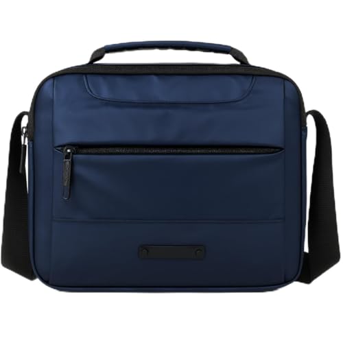 Bolsa Carteiro Masculina Impermeável Nylon Transversal Ombro Tiracolo 4 Bolsos Várias Divisórias (Azul)