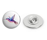 Beautiful Vibrant Colored Hummingbird Art #6 Round Metal 0.75' Lapel Pin Hat Shirt Pin Tie Tack...