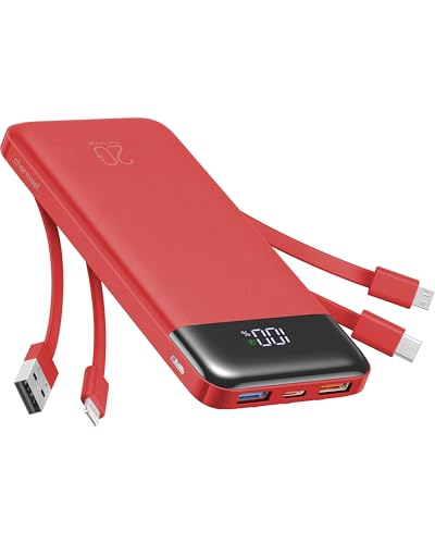 Charmast Batterie Externe 20000mAh, 22.5W Power Bank Charge Rapide avec câbles intégrés, 6...